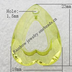 Transparent Acrylic Pendant, Hollow Heart 18x23mm Hole:1.5mm, Sold by Bag