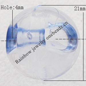 Transparent Acrylic Pendant, Round 21mm Hole:4mm, Sold by Bag