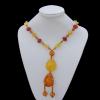 Imitate Amber Necklace, 39x31mm 43x30mm Length:25.6inch Sold by Bag