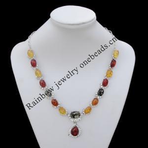 Imitate Amber Necklace, 26x22x9mm 30.5x27x9mm Length:19.3inch Sold by Bag