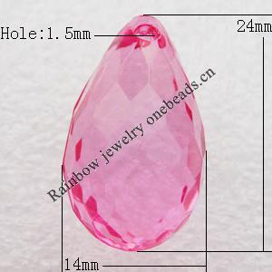 Transparent Acrylic Pendant, Faceted Teardrop 14x24mm Hole:1.5mm, Sold by Bag