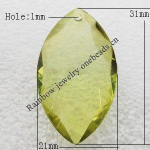 Transparent Acrylic Pendant, Faceted Flat Horse Eye 21x31mm Hole:1mm, Sold by Bag