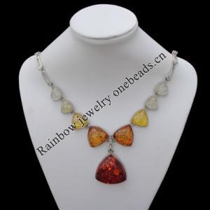 Imitate Amber Necklace, 45x39x15mm Length:22inch Sold by Bag