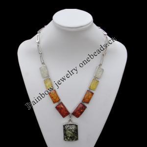 Imitate Amber Necklace, 49x30x15.5mm Length:22inch Sold by Bag