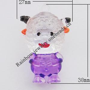 Transparent Acrylic Pendant, Animal 27x38mm, Sold by Bag