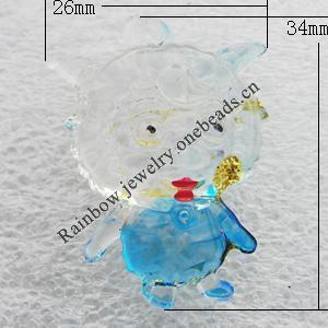 Transparent Acrylic Pendant, Animal 26x34mm Hole:2.5mm, Sold by Bag