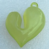 Imitate Jade Acrylic Pendant, Heart 33x42mm Hole:3mm, Sold by Bag