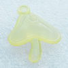 Transparent Acrylic Pendant, Mushroom 25x30mm Hole:3mm, Sold by Bag