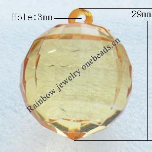 Transparent Acrylic Pendant, Round 29mm Hole:3mm, Sold by Bag