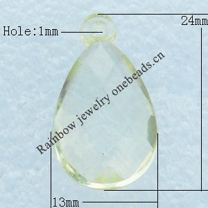 Transparent Acrylic Pendant, Faceted Flat Teardrop 13x24mm Hole:1mm, Sold by Bag
