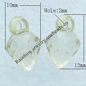 Transparent Acrylic Pendant, 10x13mm Hole:2mm, Sold by Bag