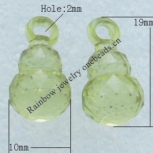 Transparent Acrylic Pendant, Calabash 10x19mm Hole:2mm, Sold by Bag