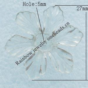 Transparent Acrylic Pendant, Flower 27x5mm Hole:1mm, Sold by Bag