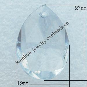 Transparent Acrylic Pendant, Faceted Flat Teardrop 19x27mm, Sold by Bag