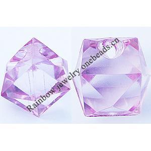 Transparent Acrylic Pendant, Faceted Cube 20x20mm Hole:3mm, Sold by Bag