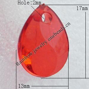 Transparent Acrylic Pendant, Faceted Teardrop 13x17mm Hole:2mm, Sold by Bag