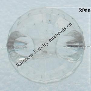Transparent Acrylic Pendant, Faceted Round 20x20mm Hole:4mm, Sold by Bag