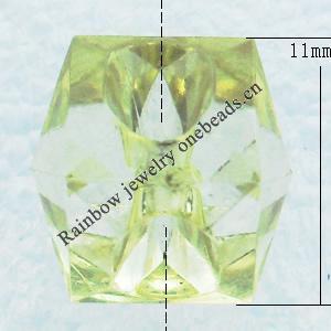Transparent Acrylic Pendant, Faceted Cube 11x11mm Hole:3mm, Sold by Bag