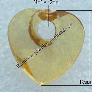 Transparent Acrylic Pendant, Heart 18x18mm Hole:2mm, Sold by Bag