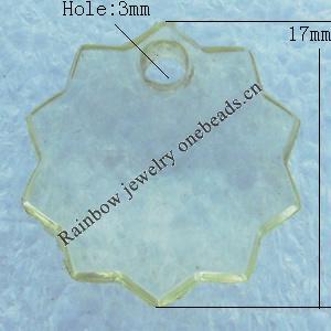 Transparent Acrylic Pendant, Flower 17x17mm Hole:3mm, Sold by Bag