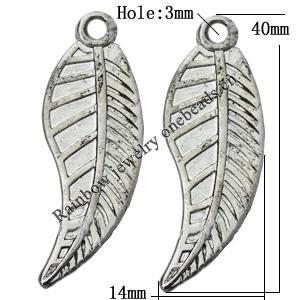 Jewelry findings, CCB plastic Pendant, Leaf 14x40mm, Hole:3mm sold By Bag