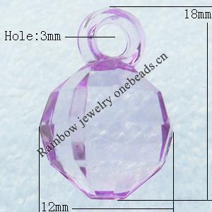 Transparent Acrylic Pendant, Faceted Oval 12x18mm Hole:1mm, Sold by Bag