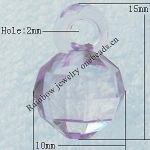 Transparent Acrylic Pendant, Faceted Oval 10x15mm Hole:2mm, Sold by Bag