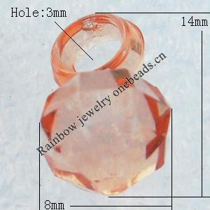 Transparent Acrylic Pendant, Faceted Oval 8x14mm Hole:3mm, Sold by Bag