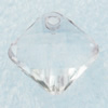Transparent Acrylic Pendant, Faceted Diamond 14x14mm Hole:2mm, Sold by Bag