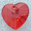 Transparent Acrylic Pendant, Faceted Heart 10x10mm Hole:1mm, Sold by Bag