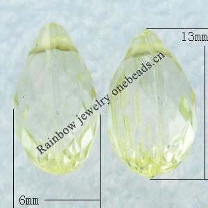 Transparent Acrylic Pendant, Faceted Teardrop 6x13mm Hole:1mm, Sold by Bag