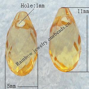 Transparent Acrylic Pendant, Faceted Teardrop 11x5mm Hole:1mm, Sold by Bag