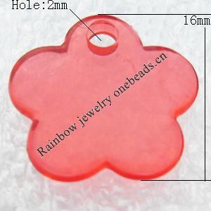 Transparent Acrylic Pendant, Flower 16x16mm Hole:2mm, Sold by Bag