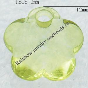 Transparent Acrylic Pendant, Faceted Flower 12x12mm Hole:2mm, Sold by Bag