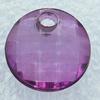 Transparent Acrylic Pendant, Faceted Flat Round 12x12mm Hole:2mm, Sold by Bag