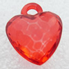Transparent Acrylic Pendant, Faceted Heart 15x16mm, Sold by Bag