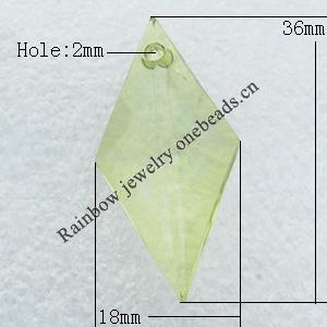 Transparent Acrylic Pendant, Faceted Diamond 38x16mm Hole:2mm, Sold by Bag