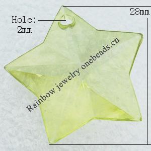 Transparent Acrylic Pendant, Faceted Star 28x28mm Hole:2mm, Sold by Bag