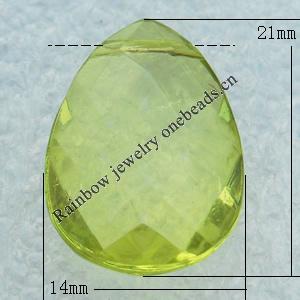 Transparent Acrylic Pendant, Faceted Flat Teardropl 14x21mm Hole:1mm, Sold by Bag