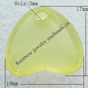 Transparent Acrylic Pendant, Heart 18x17mm Hole:3mm, Sold by Bag