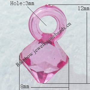 Transparent Acrylic Pendant, Faceted Bicone 8x12mm Hole:3mm, Sold by Bag