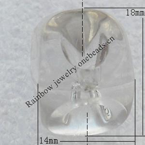 Transparent Acrylic Pendant, Rectangular Solid 14x18mm Hole:3mm, Sold by Bag