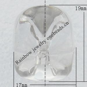 Transparent Acrylic Pendant, Rectangular Solid 19x17mm Hole:3mm, Sold by Bag
