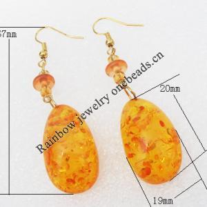 Imitate Amber Earring, 29x17x11.5mm Length 67mm, Sold by Bag