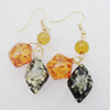 Imitate Amber Earring, 20x14x7mm Length 63mm, Sold by Bag