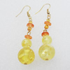 Imitate Amber Earring, 26x16mm Length 66mm, Sold by Bag