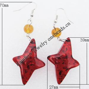 Imitate Amber Earring, 39x27x9mm Length 70mm, Sold by Bag