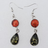 Imitate Amber Earring, 23x13mm Length 62mm, Sold by Bag
