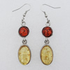 Imitate Amber Earring, 27x14x6mm Length 65mm, Sold by Bag