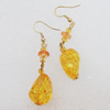 Imitate Amber Earring, 25x15mm Length 63mm, Sold by Bag